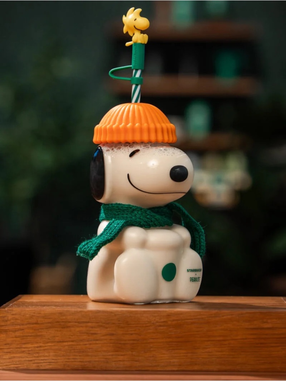 Peanuts Snoopy Tumbler with Orange Hat and Green Scarf